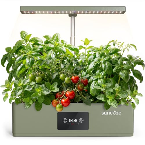 SUNCOZE Hydroponics Growing System Kit with 24W Dimmable LED Light, Green - color: Green