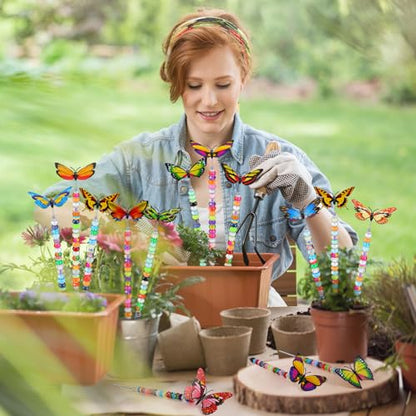 Tigeen 236 Pcs Garden Stake DIY Fairy Wand Plant Stake, Butterfly - style: Butterfly