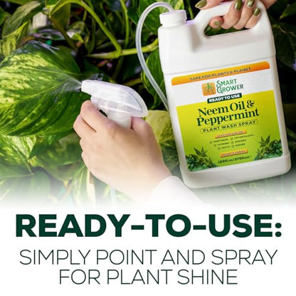Neem Oil Spray for Plants with Peppermint Oil. Indoor & Outdoor Plant Use - size: 128 Fl Oz