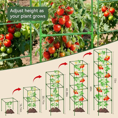 2 Pack 72" Tomato Cages for Garden, Heavy Duty Adjustable Plant Support - size: 72 inch