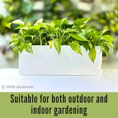 LaLaGreen Planters for Indoor Plants (7 Pack) White Window Boxes Planter - color: White