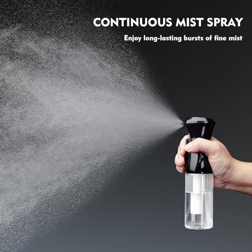 Continuous Spray Bottle for Hair, 6.8 OZ Ultra Fine Mist Spray Bottle - color: Black