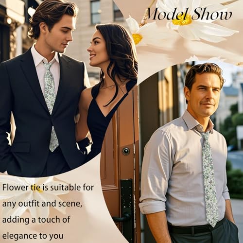 Pre Tied Floral Ties for Men Cotton Zipper Tie Colorful Necktie - color: Style-08