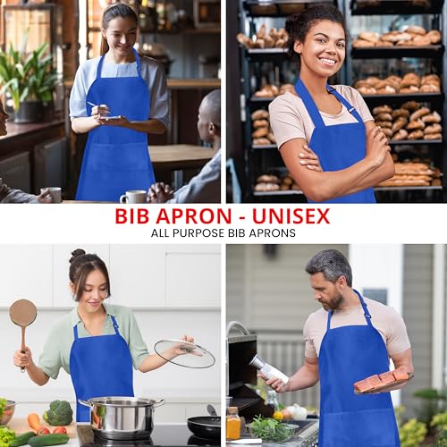 Utopia Kitchen Bib Aprons 10 Pack Adjustable With 2 Pockets - color: Blue