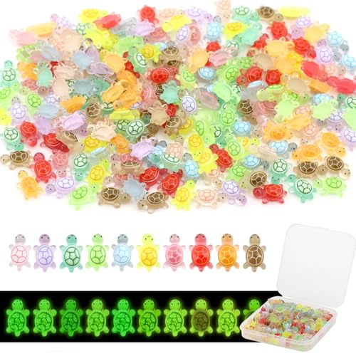 120Pcs Mini Resin Turtles, Glow in the Dark Miniature Tiny Turtles for Crafts, Micro Resin Animals Figurines for DIY Fairy Garden Dollhouse Micro Landscaping Decoration - color: 120pcs Mini Turtles