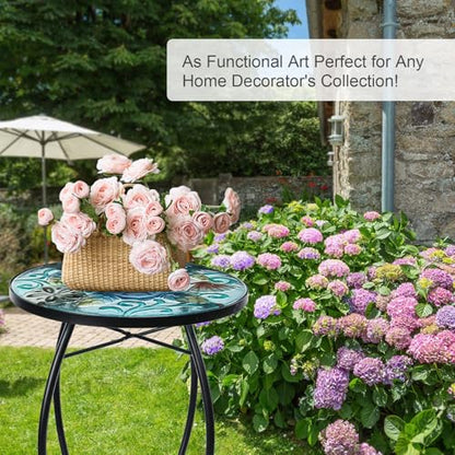 VCUTEKA Outdoor Side Table,14" Patio Accent Table Bistro Coffee End Table - color: Blue Transparent Turtle