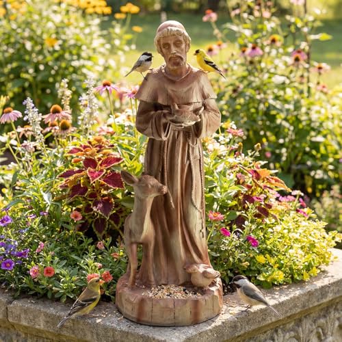 GIANTEX Outdoor St. Francis Garden Statue with Bird Feeder, 24.5'' - style: Saint Francis – with Animals