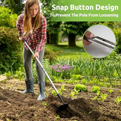 Cultivator Garden Tool Heavy Duty, Scuffle Loop Action Hoe Weeding Hand Tool for Women Kids Men, Metal Weeder Scraper Garden Hoe Rake Weed Puller Long Handle 76 inch - size: 76"