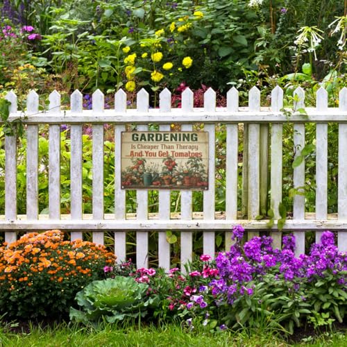 12x8″ Gardening Sign, Funny Garden Decor, Cheaper Than Therapy, 2685 - style: Therapy & Get Tomatoes