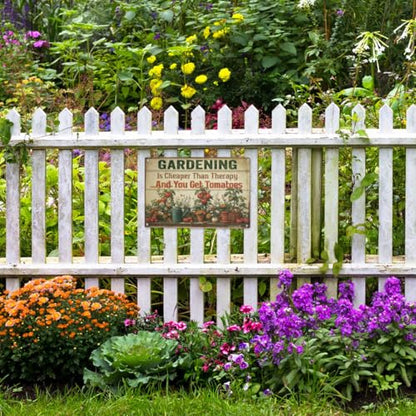 12x8″ Gardening Sign, Funny Garden Decor, Cheaper Than Therapy, 2685 - style: Therapy & Get Tomatoes