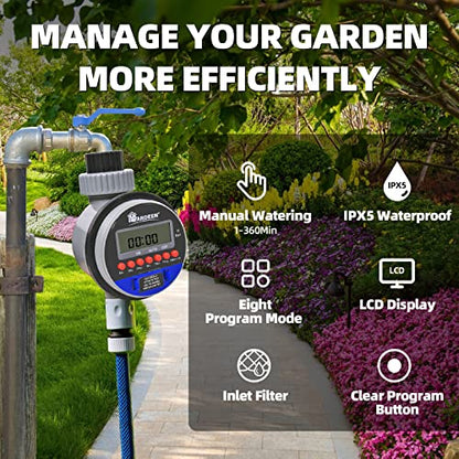 Water Timer Garden Irrigation Controller with 8 Programs for Lawn - style: 1 Outlet Electronic Timer
