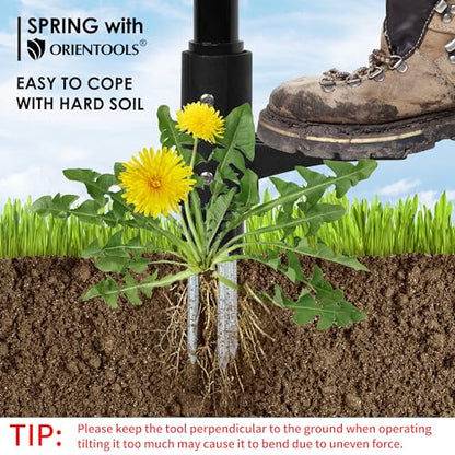 ORIENTOOLS Weed Puller Stand Up Weeder Hand Tool with 3 Claws for Dandelion, Steel Twist Hand Weed Root Pulling Tool Grabber and Picker, 38" Long Handle Lawn Easy Root Remover Garden Tool with D-Grip - size: 3-Claw & D-Grip