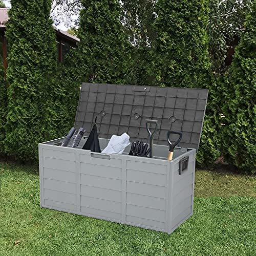 VINGLI 75 Gallon Outdoor Storage Box, Grey - color: Grey