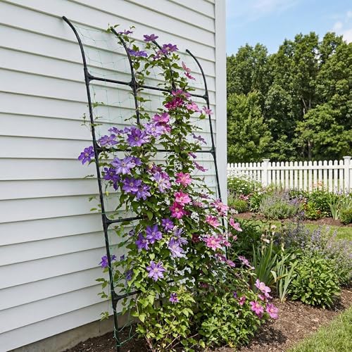 7.2 ft No-Drill Leaning Garden Trellis for Climbing Plants