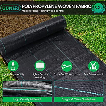 Weed Barrier Fabric 5ftx100ft Landscape Fabric, 3.2oz Weed Barrier Fabric Weed Fabric, Garden Landscaping Fabric - size: 3.2oz-5x100ft
