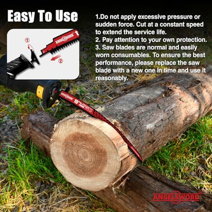 ANGELSWORD 9“ Arc Edge Reciprocating Saw Blades for Pruning, 6TPI 3pc - size: 9“-3PACK