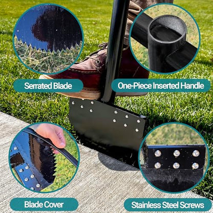 One-Piece 40in Manual Edger Lawn Tool with Spring Steel Blade - size: 40" One-piece