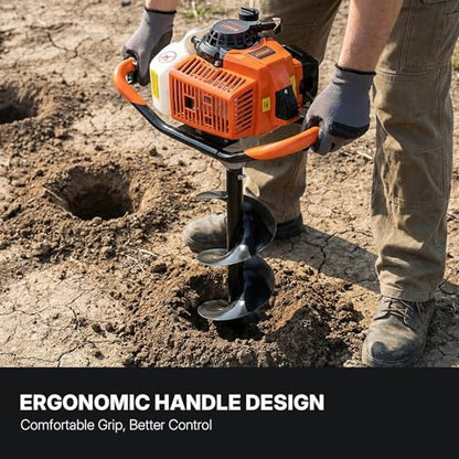 WORKIT 72CC Post Hole Digger, Auger Post Hole Digger Easy Start, 2-Cycle Xtreme Engine, Gas Powered Earth Auger with 6"+8" Auger Drill Bit, 20"+30" Extension Rods, EPA Certification - size: 72cc+2 bit(6"+8")+2 Ext(20"+30")