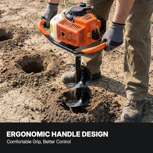 WORKIT 72CC Post Hole Digger, Auger Post Hole Digger Easy Start, 2-Cycle Xtreme Engine, Gas Powered Earth Auger with 4"+6"+12" Auger Drill Bit, 20"+30" Extension Rods, EPA Certification - size: 72cc+3 bit(4"+6"+12")+2 Ext(20"+30")