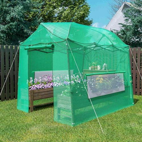 8.5 x 7 x 7 FT Walk-in Greenhouse, Portable Pop-up Greenhouse - style: 8.5x7x7FT Green