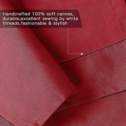 Crossback Apron with Pockets, Apron with Adjustable Straps - color: Red