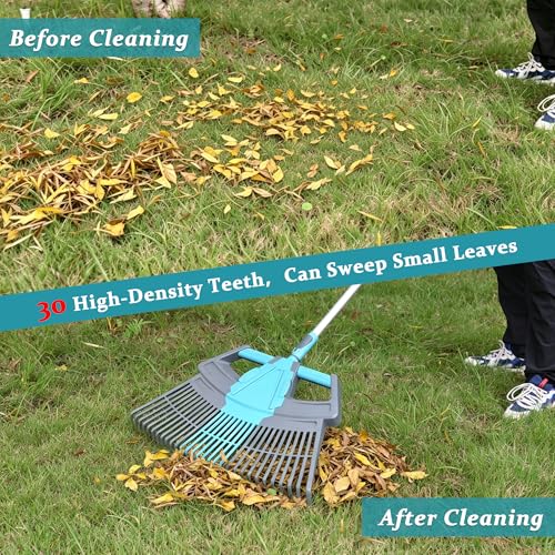 CYRUS 3-in-1 Garden Leaf Rake Adjustable PP Plastic 30-Tine Yard Rake