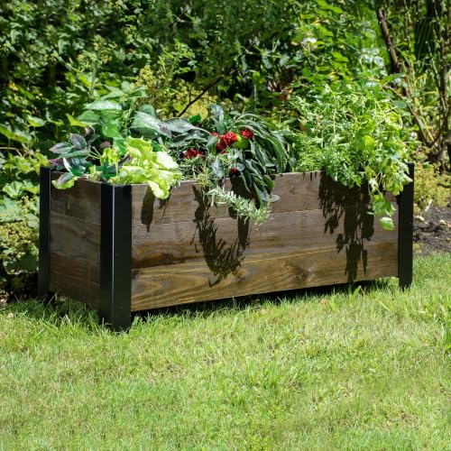 Grapevine Urban Garden Low-Profile Planter, FSC Recycled Wood, Rectangular, 37IN x 12.6IN, Cocoa Brown