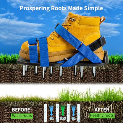Lawn Aerator Shoes Pre‑Assembled with Secure Dual Instep Straps for Lawn - color: Blue