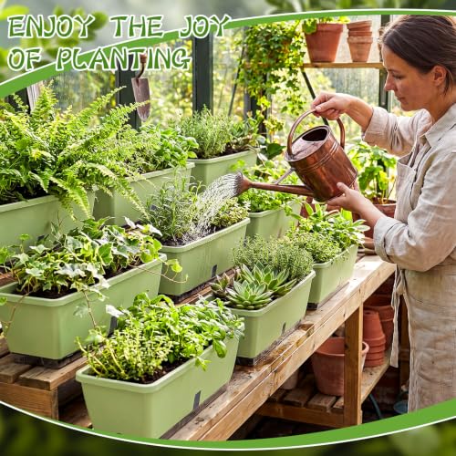 8 Pcs 24 Inch Plastic Window Boxes Planters, Light Green - color: Light Green