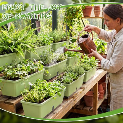 8 Pcs 24 Inch Plastic Window Boxes Planters, Light Green - color: Light Green