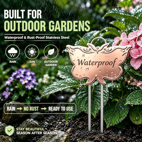 Metal Plant Labels for Outdoor Garden Waterproof 11-Inch 30 Pack - color: Rose Gold 30-pack