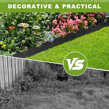 Landscape Edging, No Dig Interlocking Garden Edging Border for Landscaping, Flexible Flower Bed Lawn Edging for Outdoor Pathway, Easy DIY No Stakes, Pound-in, 6'' Tall (Black, 40 FT / 40 Pcs) - size: 40 FT / 40 Pcs