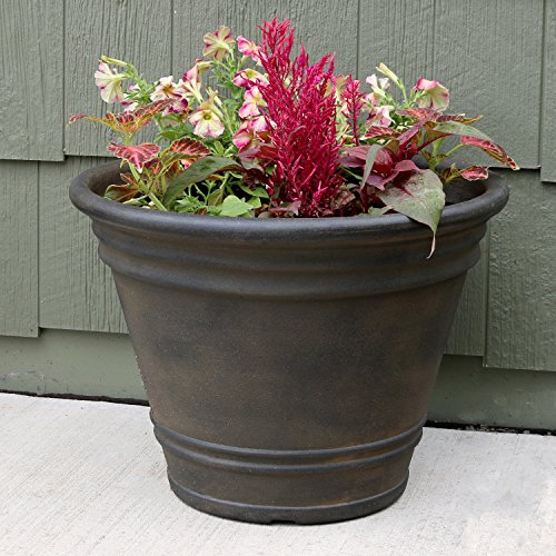 Sunnydaze Franklin 20'' Large Plastic Planter Pot for Plants, Sable - color: Sable