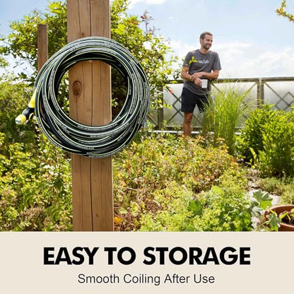 Flexible Short Leader Garden Hose 15ft, 5/8" Hybrid Rubber Hose Heavy Duty - color: Black, size: 15ft 5/8"