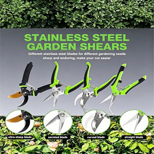 4-Pack Bypass Pruning Shears, Titanium Steel Blade,With Gardening Gloves,Shears Stainless, Ergonomic Hand Pruning Shears for Trees, Plants (Shears Gardening Tool Kit)