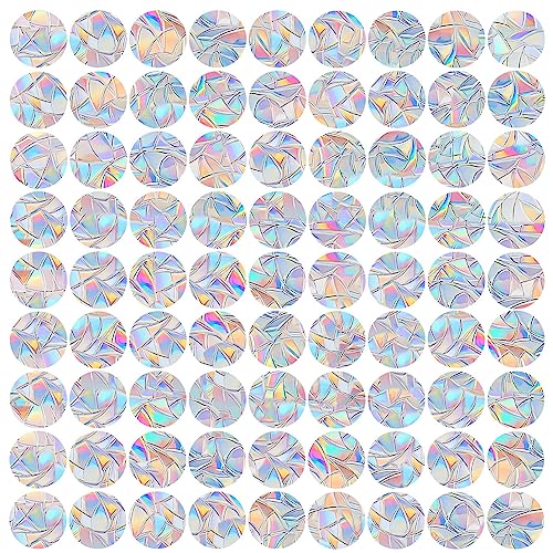 81 Pieces Circle Window Decals for Bird Strikes - Anti-Collision Clings to Save Birds,Non Adhesive Vinyl Rainbow Suncatch Stickers, Easy Remove No Residue and Reusable