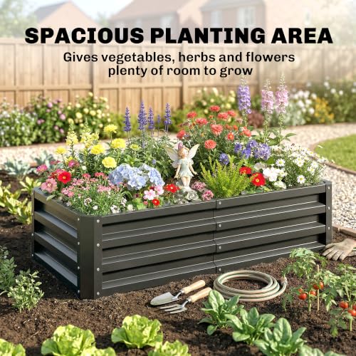 Outsunny 4' x 2' x 1' Galvanized Raised Garden Bed, Gray - color: Gray, size: 4' x 2' x 1'