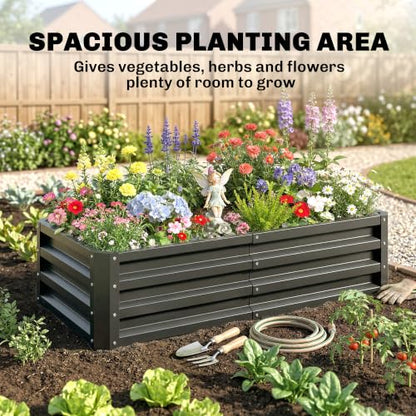 Outsunny 4' x 2' x 1' Galvanized Raised Garden Bed, Gray - color: Gray, size: 4' x 2' x 1'