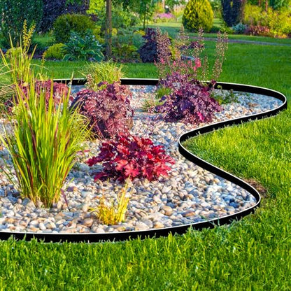 JERIA 4 Inch Tall 33 FT Garden Edging Kit with 45pcs Spikes, Plastic Edging for Landscaping - size: 4IN x 33FT