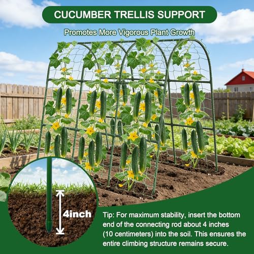 47"x47"x22" U-Shape Cucumber Trellis, Metal Plant Support with Net - size: 47"x 47"X22" -1pcs