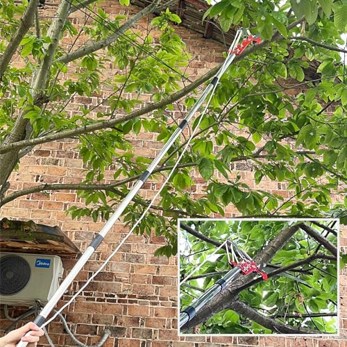 13ft Pole Saws for Tree Trimming, Lightweight Stainless Steel Tree Trimmers Long Handle Pruner, Tree Pruner Extendable, Manual Pole Cutter for Yard Garden Patios Trees Branches Cutting
