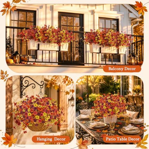 Der Rose Artificial Fall Flowers for Outdoors for Home Porch Planter Decor