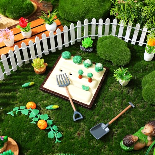 Sewroro Mini Landscape Vegetable Field Model Mini Farm Tool Model Set Dollhouse Accessories for Diorama Vegetable Garden Miniature Farm Tool Set Home Decor Scene Layout