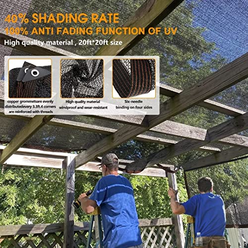 Shade Cloth for Plants Greenhouse, 40-50% Sunblock Shade Sails -for Outdoor Garden Pergola Patio Lawn Plant Sun Protection Cloths for Kennel Chicken Coop Easier to Hang Net Cover - size: 5'x20'