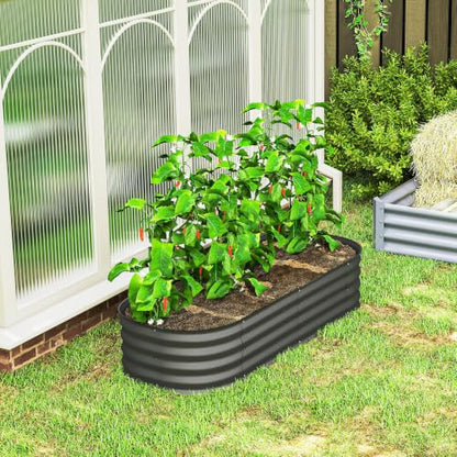 Outsunny 5' x 2' x 1' Galvanized Raised Garden Bed Kit, Dark Gray - color: Dark Gray, size: 5' x 2' x 1'