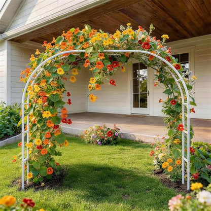 Thickened Rustproof Garden Arch Metal Trellis for Climbing Plants - color: White