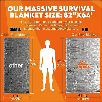 Emergency Blanket Mylar Thermal Blanket(50 Pack) Extra Large Survival Gear - color: Silver--50 Pack