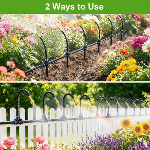 Thiswing 100 FT 360° Adjustable Irrigation System with Stake Holders - size: 100FT