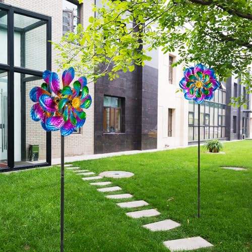 Metal Wind Spinners Outdoor,13''Purple Garden Windmill - size: 13'' Purple