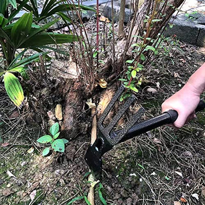 ZOG Garden Big Hand Digger and Hoe Combo Garden Tool,Heavy Duty Hand Tiller,Garden Hoe,Cultivator,Non-Slip Handle & Anti-Rust Head is The Perfect Dual Headed Weeding Tool.(Big)